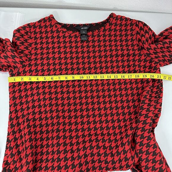 Ali Miles Top Shirt Womens Large Red Black Textured Tunic Artisan Abstract - Picture 9 of 12